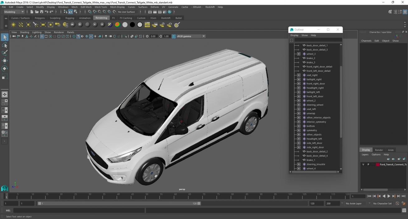 3D model Ford Transit Connect Tailgate White