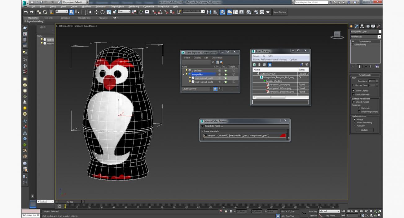 3D Matryoshka Penguin Doll model