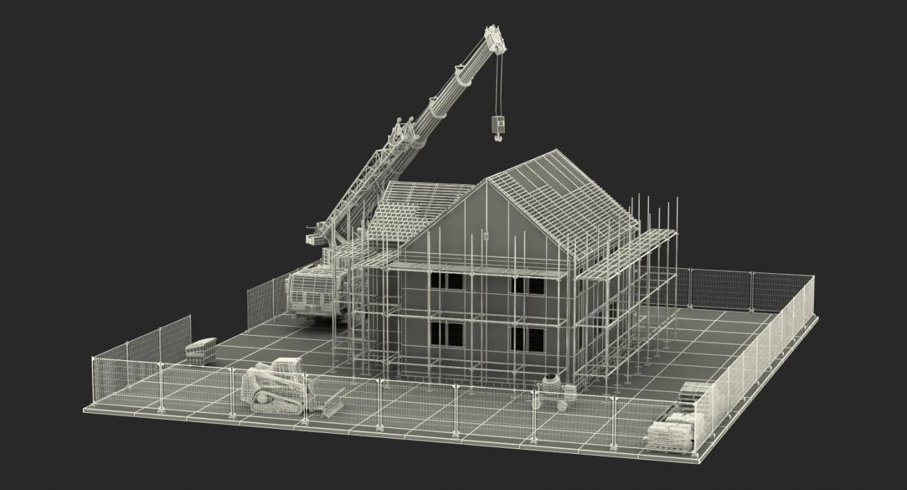 3D Private House Construction with Equipment