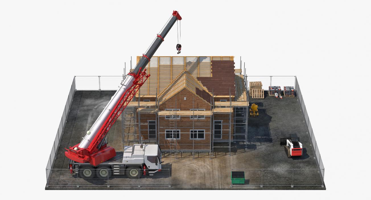 3D Private House Construction with Equipment