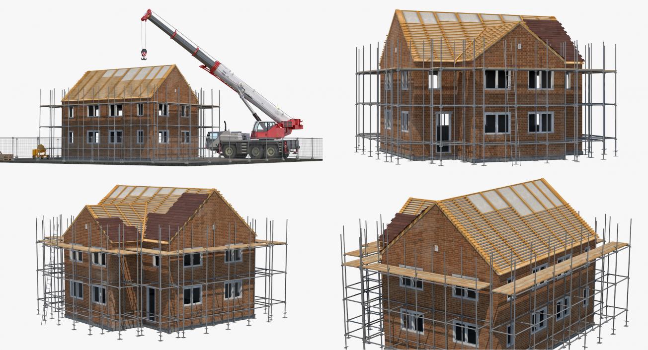 3D Private House Construction with Equipment