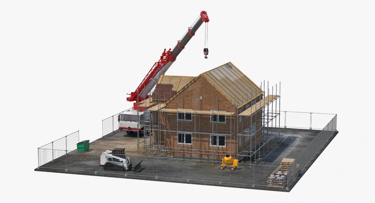 3D Private House Construction with Equipment