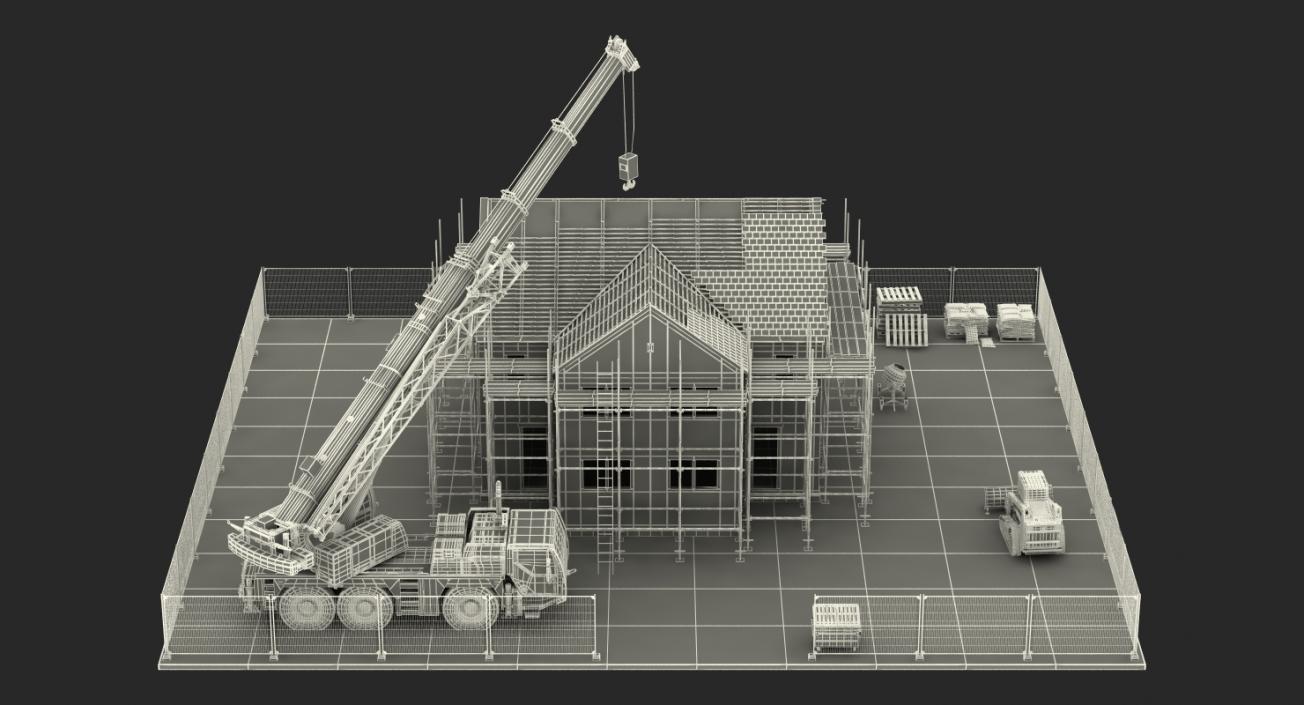 3D Private House Construction with Equipment