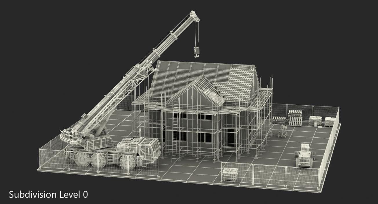 3D Private House Construction with Equipment