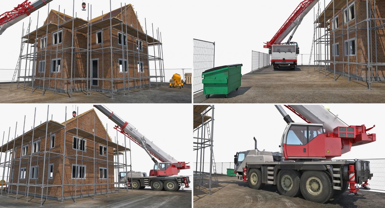 3D Private House Construction with Equipment