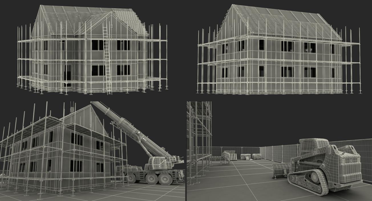 3D Private House Construction with Equipment