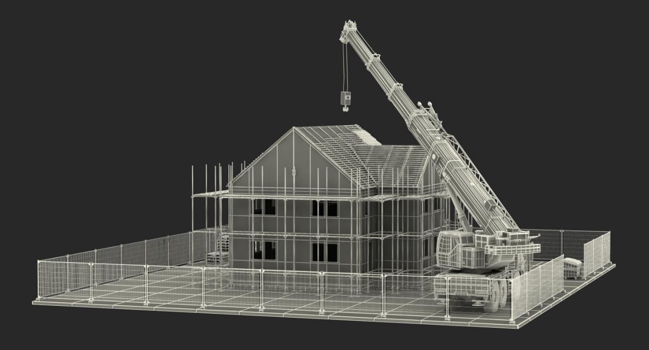 3D Private House Construction with Equipment