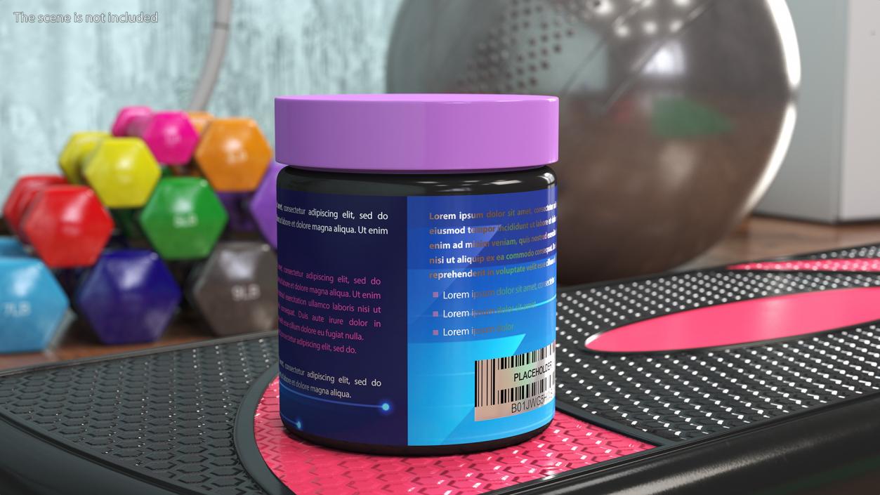 Sport Supplement Jar Blue with Mockup 3D