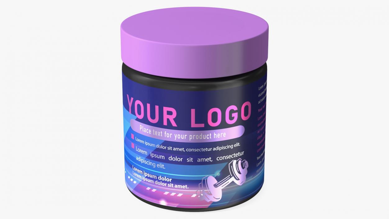 Sport Supplement Jar Blue with Mockup 3D