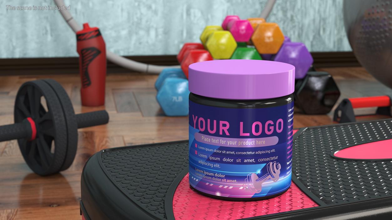 Sport Supplement Jar Blue with Mockup 3D