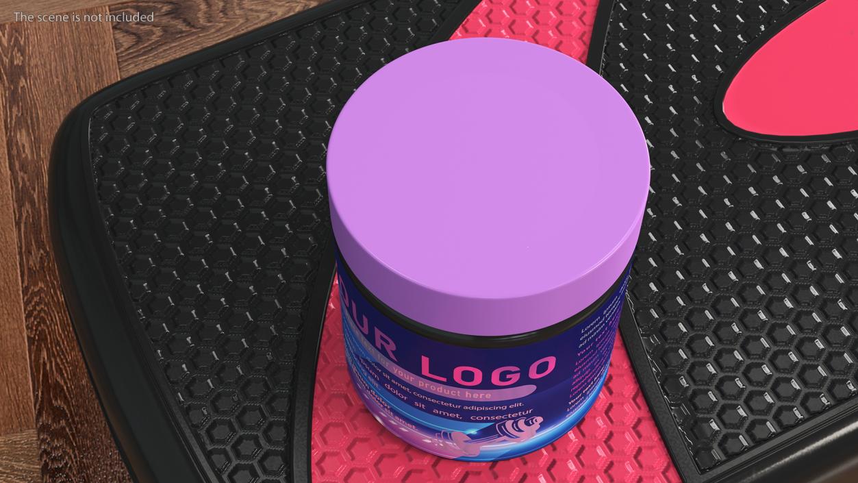 Sport Supplement Jar Blue with Mockup 3D