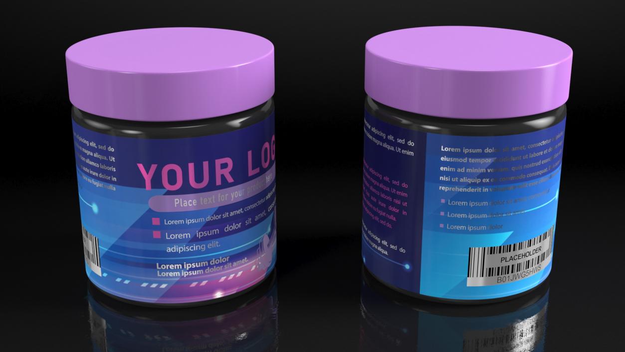 Sport Supplement Jar Blue with Mockup 3D