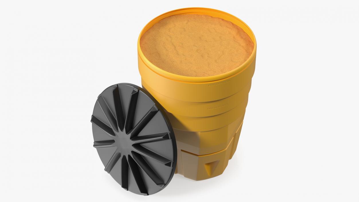 Yellow Opened Sand Barrel with Lid 3D model