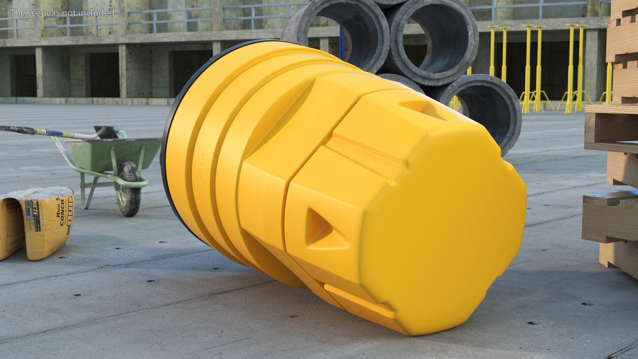 Yellow Opened Sand Barrel with Lid 3D model