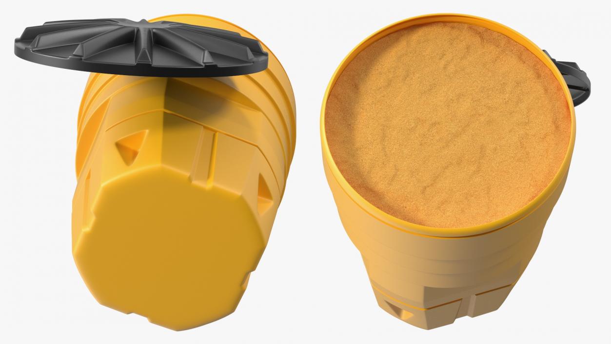 Yellow Opened Sand Barrel with Lid 3D model