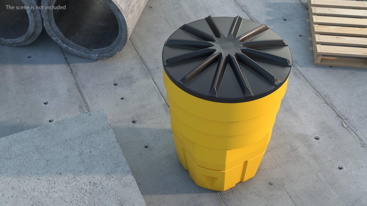 Yellow Opened Sand Barrel with Lid 3D model