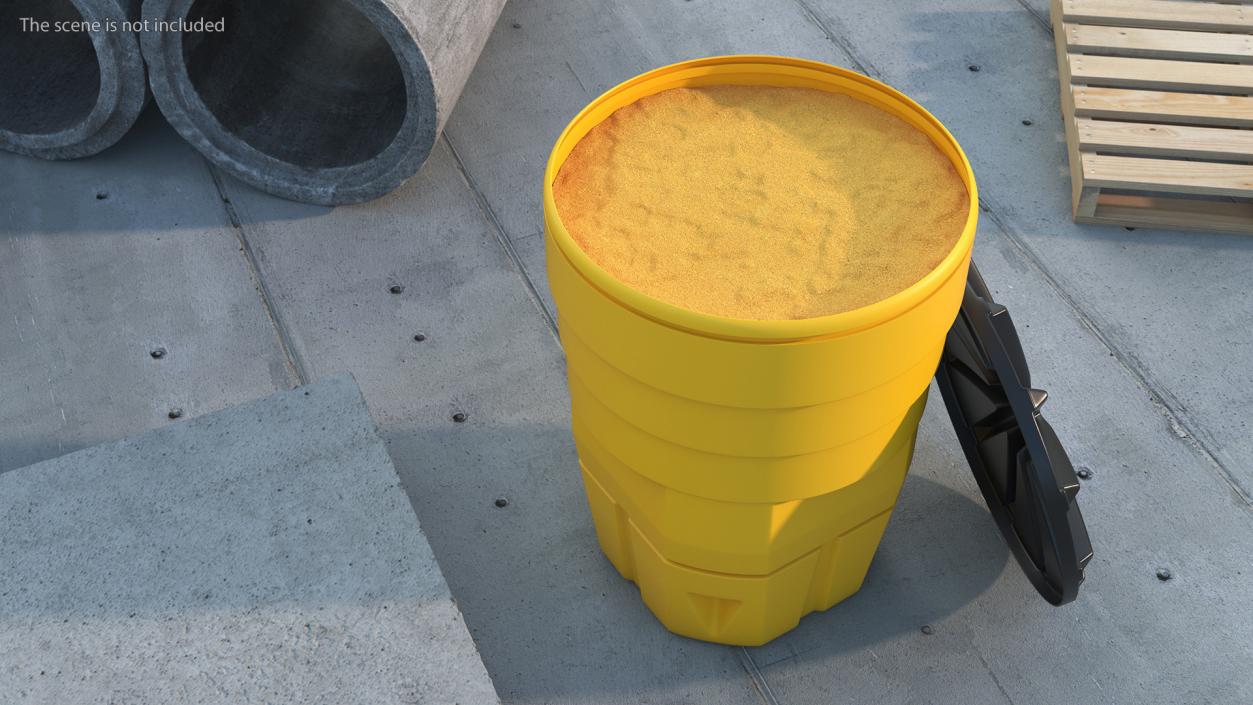 Yellow Opened Sand Barrel with Lid 3D model