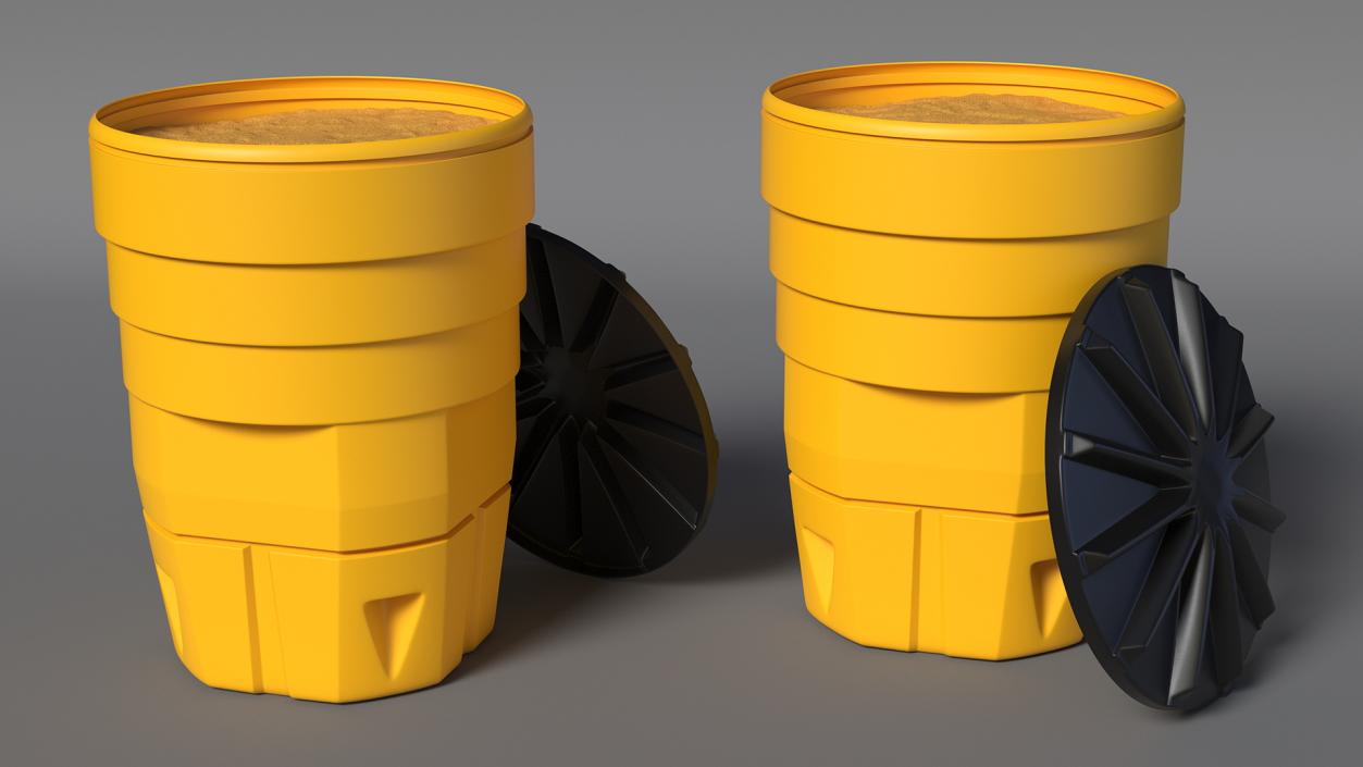 Yellow Opened Sand Barrel with Lid 3D model