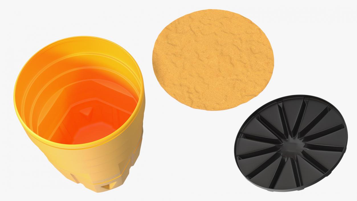 Yellow Opened Sand Barrel with Lid 3D model