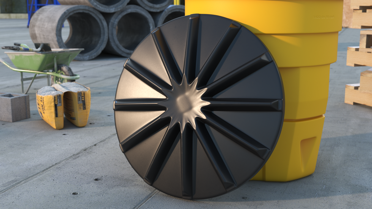 Yellow Opened Sand Barrel with Lid 3D model