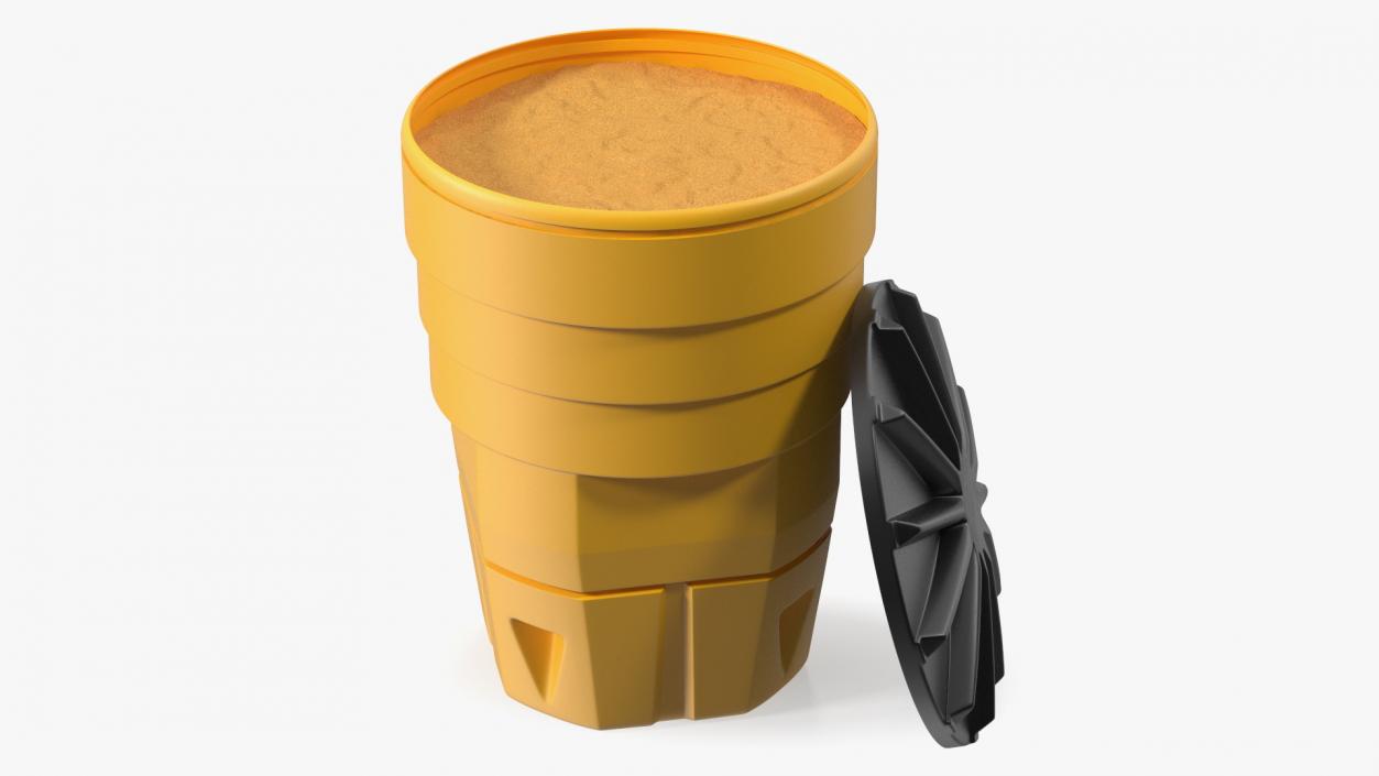 Yellow Opened Sand Barrel with Lid 3D model