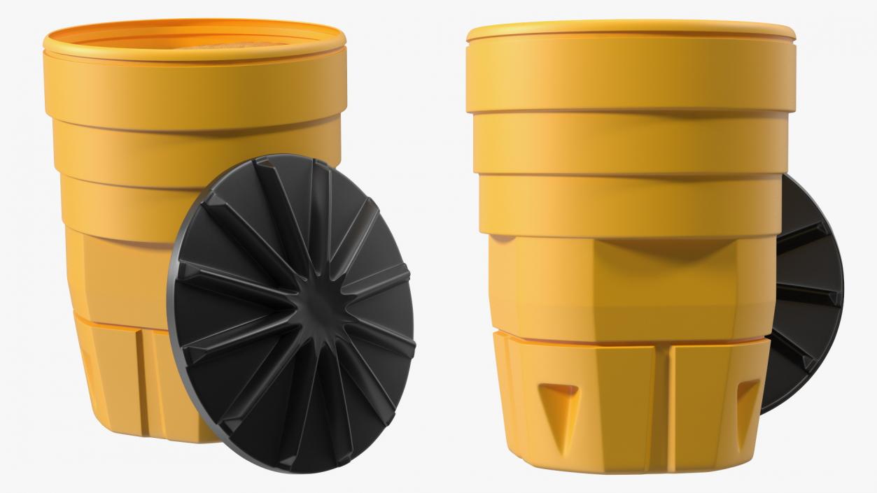 Yellow Opened Sand Barrel with Lid 3D model