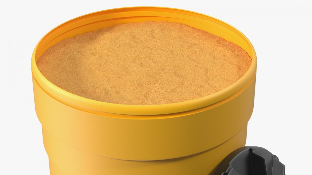 Yellow Opened Sand Barrel with Lid 3D model