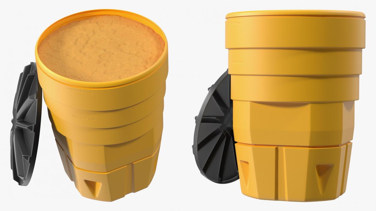 Yellow Opened Sand Barrel with Lid 3D model