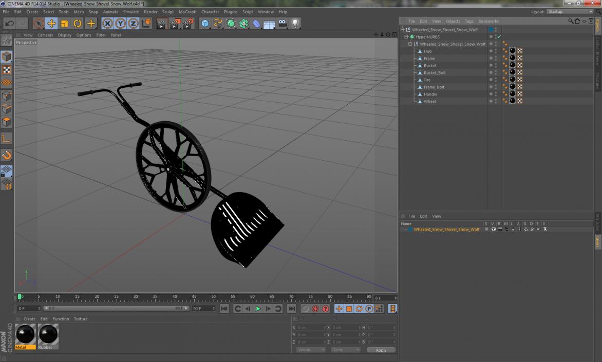Wheeled Snow Shovel Snow Wolf 3D model