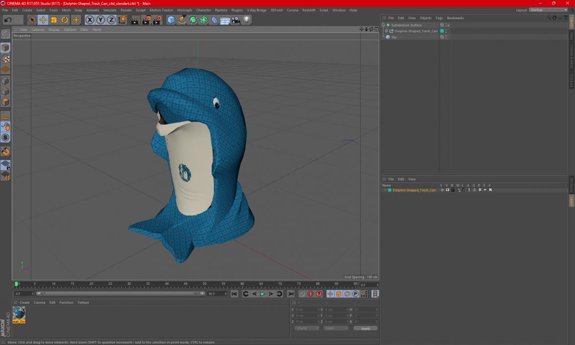 Dolphin-Shaped Trash Can 3D model