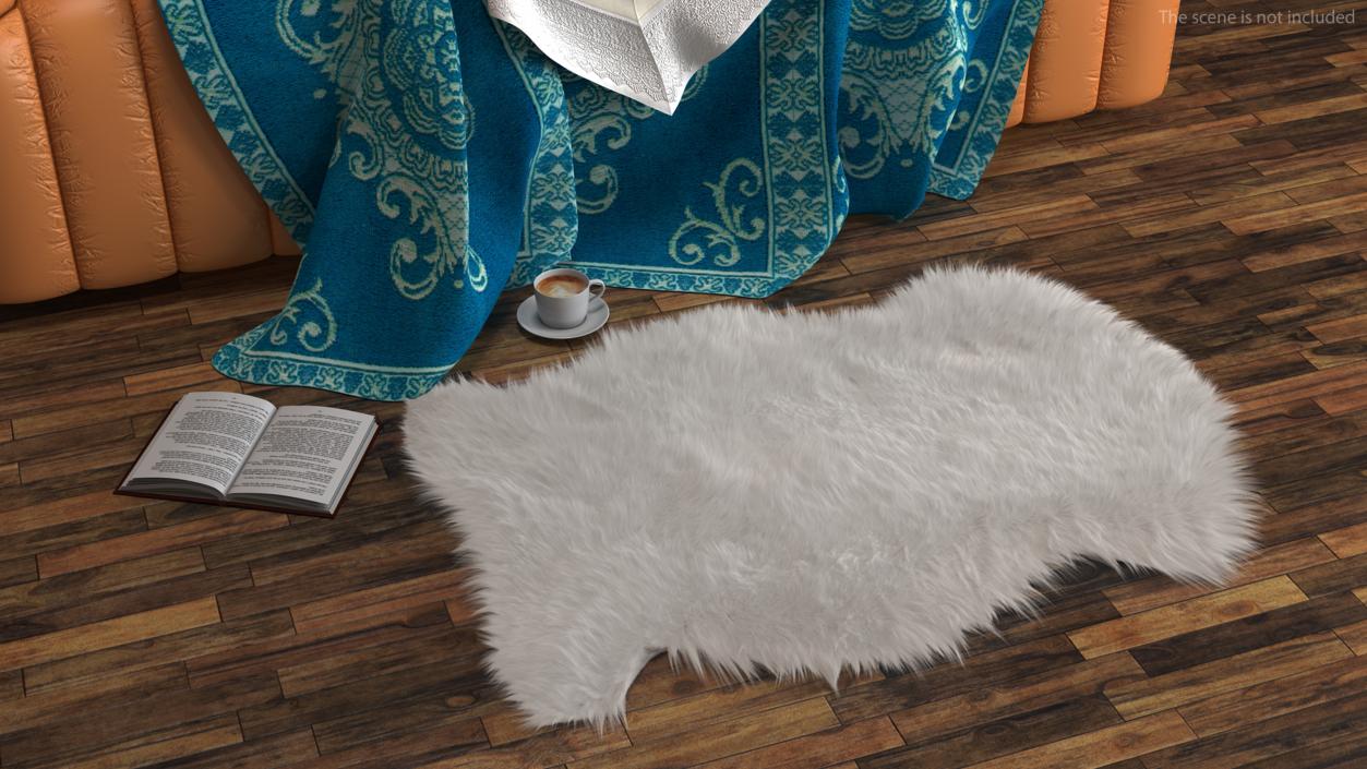 3D Natural Sheepskin Rug White Fur