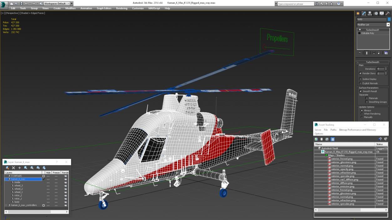 Kaman K Max K1200 Rigged 3D model