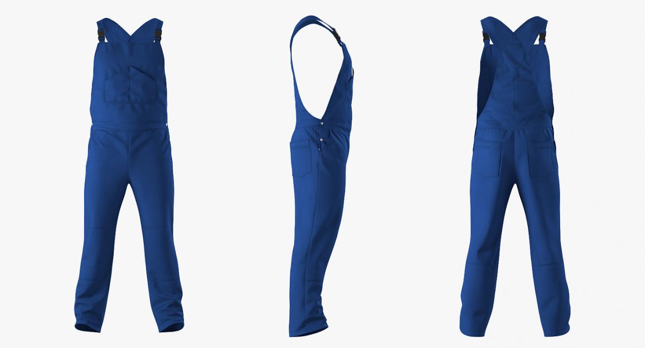 Blue Workwear Overalls 3D