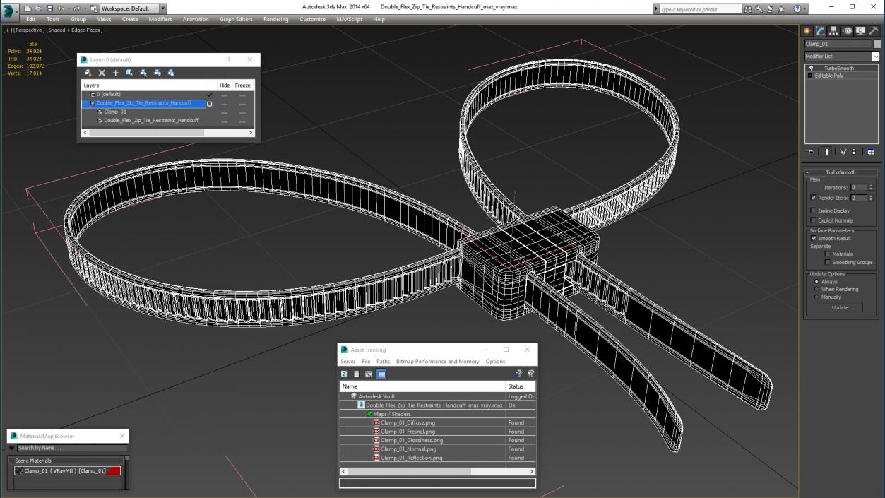 Double Flex Zip Tie Restraints Handcuff 3D model