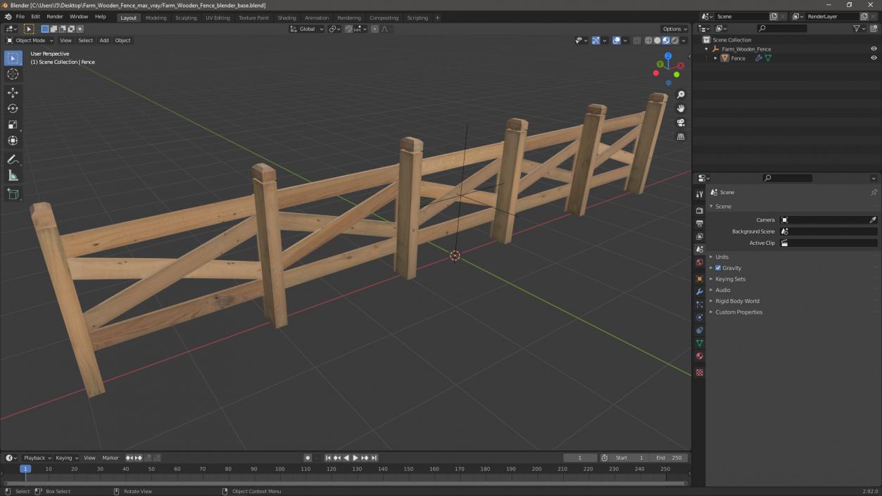 Farm Wooden Fence 3D