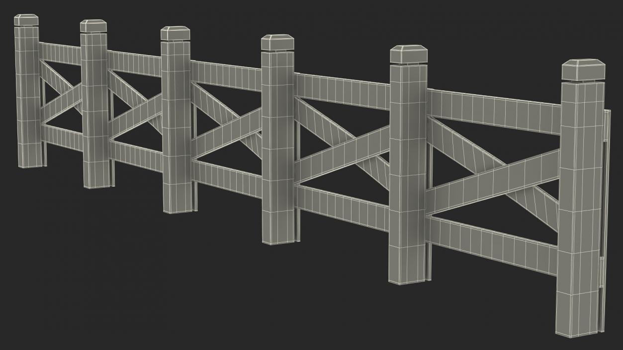 Farm Wooden Fence 3D