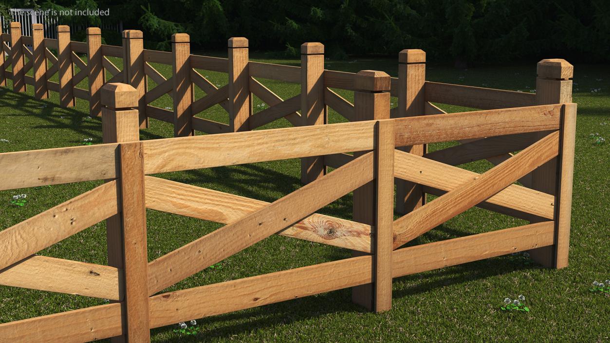 Farm Wooden Fence 3D