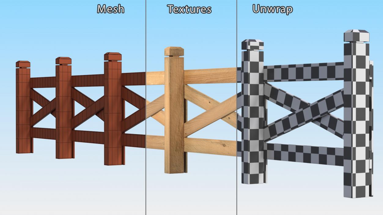 Farm Wooden Fence 3D