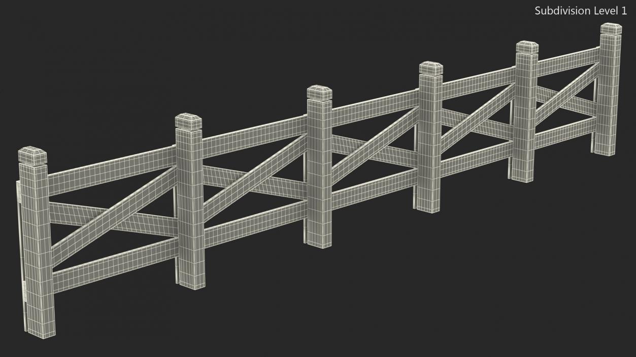 Farm Wooden Fence 3D