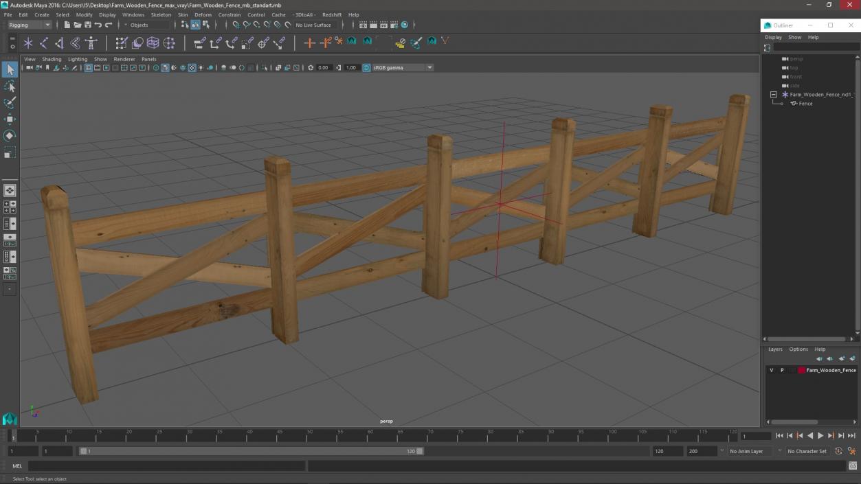 Farm Wooden Fence 3D