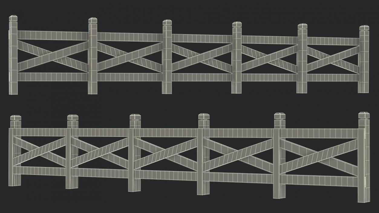 Farm Wooden Fence 3D