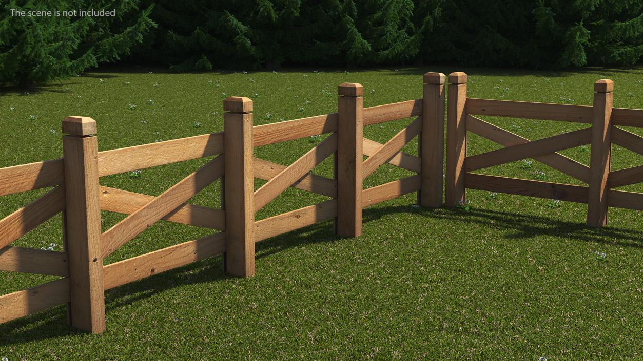 Farm Wooden Fence 3D