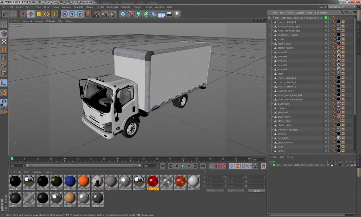 3D model Box Truck Isuzu NPR 2018 Simple Interior