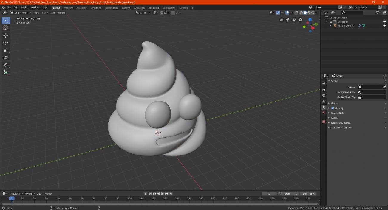 Neutral Face Poop Emoji Smile 3D model