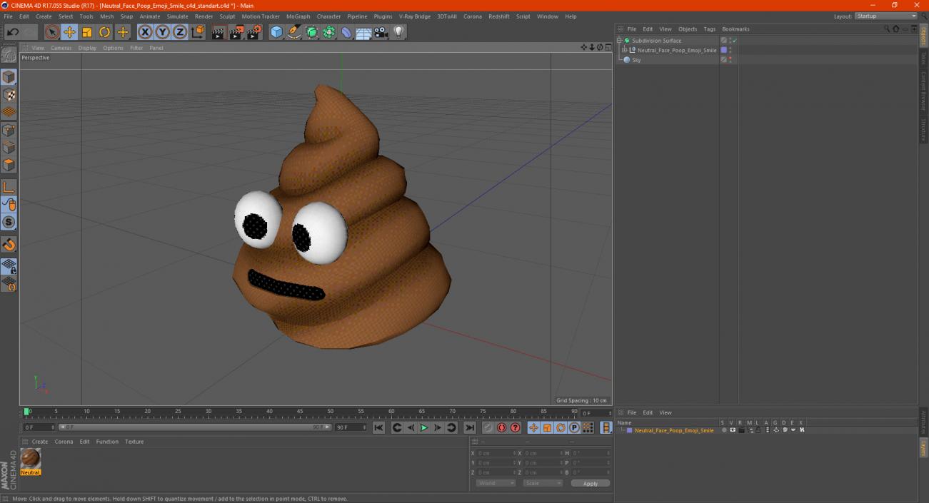 Neutral Face Poop Emoji Smile 3D model