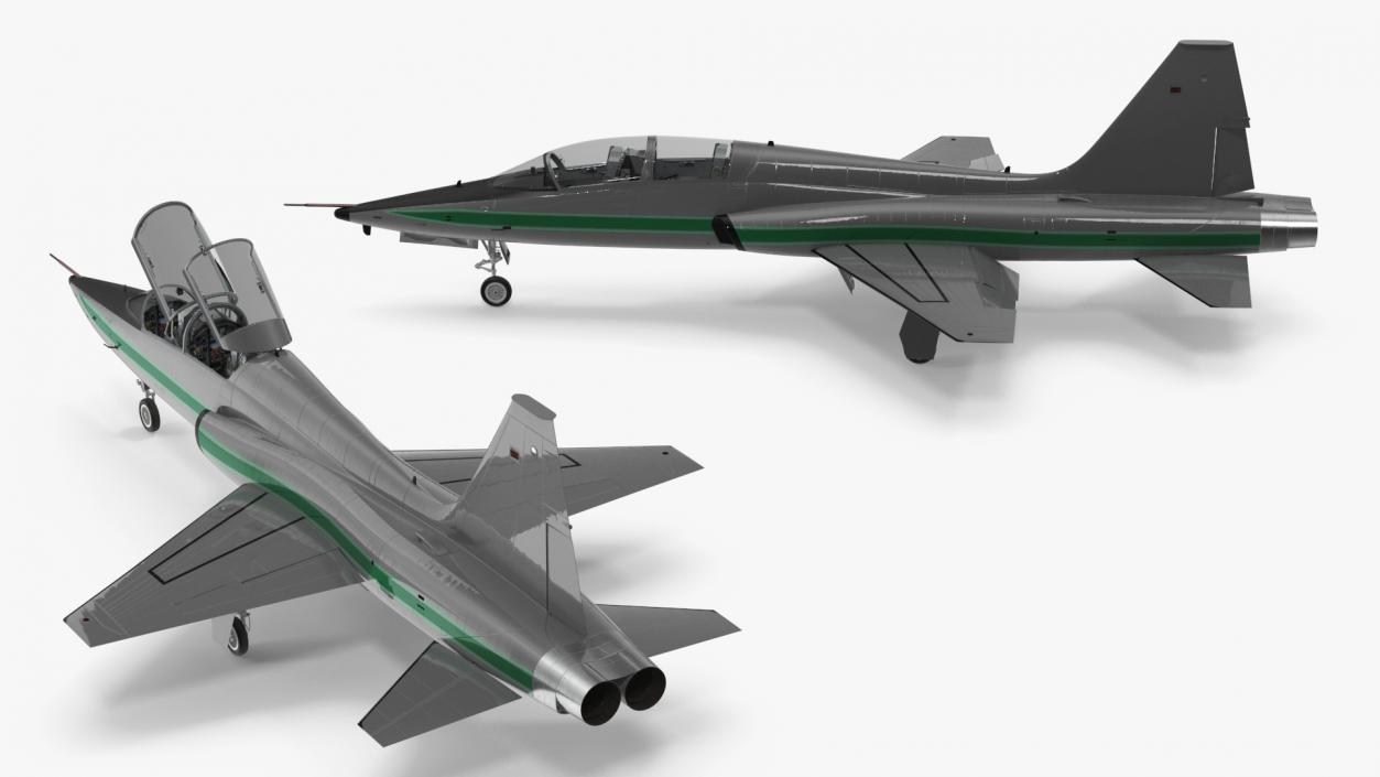 3D Two-seat Supersonic Jet Trainer Grey Rigged model