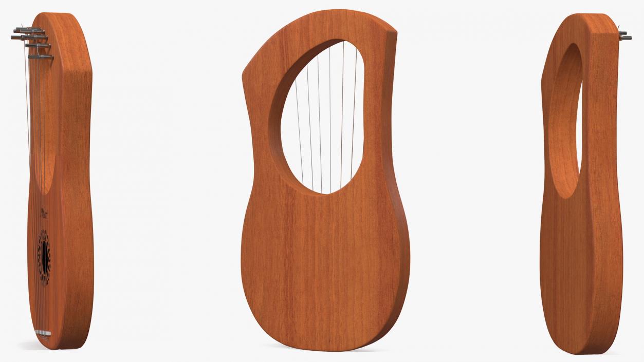 3D Donner DLH 001 Lyre Harp Mahogany model