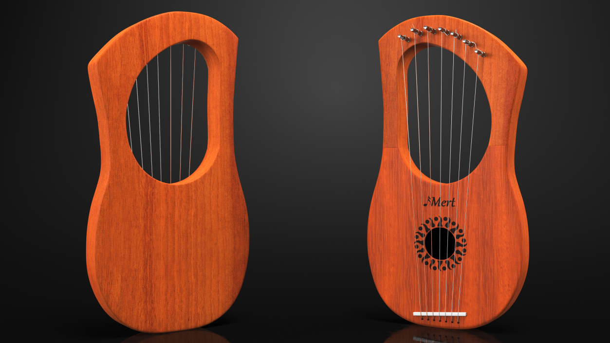 3D Donner DLH 001 Lyre Harp Mahogany model