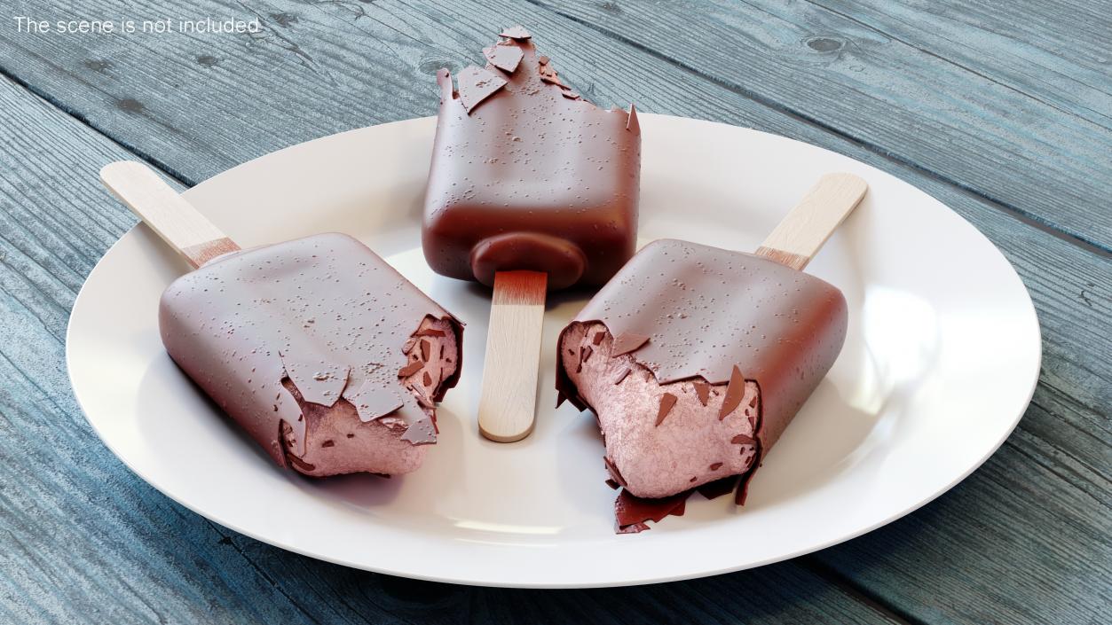 3D model Half of Strawberry Ice Cream Chocolate Covered Bar