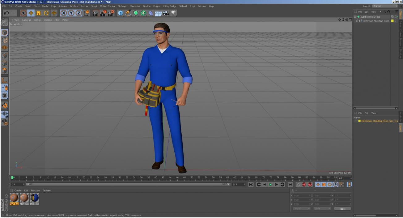 3D model Electrician Standing Pose